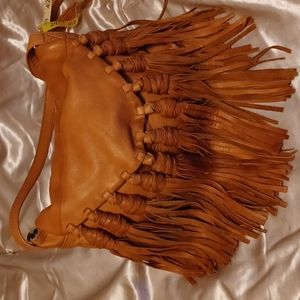 Tassel trimmed crossbody.